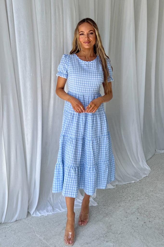 Light blue gingham sales dress